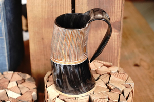 Viking Horn Tankard / Buffalo Horn <b>Mug</b> / Horn Craft I Best Quality Manufacturer India with South Africa Horn White Skin - Product Image 5