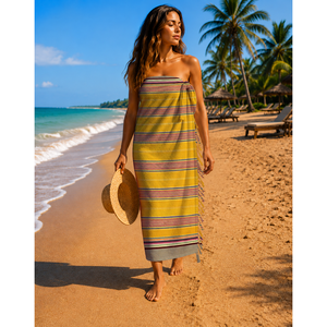 Serviette Kikoy à rayures teintes en fil avec franges, séchage rapide, super absorbante, serviettes de plage au prix d'usine pour les achats en gros. - Product Image 3