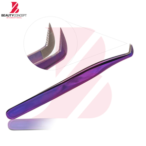 Lot de 8 pinces à cils personnalisées en gros, pinces à cils volume en acier inoxydable revêtu de titane multicolore violet - Product Image 4