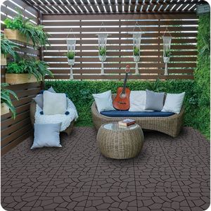 Nuevas baldosas de cubierta de Patio de 12 \ ", módulo de bricolaje de enclavamiento fácil, suelo de Instalación rápida para patios, cubiertas oscuras de la Backyards-44pcs - Product Image 5
