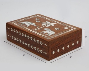 Decorative Eco-Friendly Oriental Wooden Storage <b>Box</b> with <b>Floral</b> Pattern and Divided Sections for Jewelry Trinkets Gift Packaging - Product Image 2