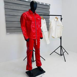 Chándal con Capucha Impermeable para Hombre, Ecológico, 100% Algodón, Estampado con Patrón de Piel de Serpiente Roja, Manga Larga, Ropa de Calle para Invierno - Product Image 2