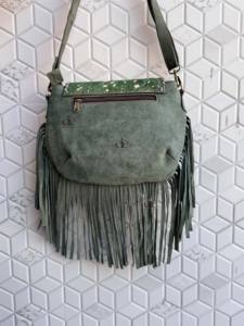 Bolso de mano con flecos de cuero de vaca para mujer, bandolera de piel metálica con flecos, bolso de fiesta - Product Image 4