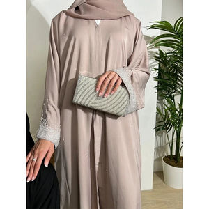 Abaya Musulmana de Una Pieza de Lujo con Cuentas en las Mangas, Diseño Personalizado de Dubái, Abaya Modesta con Pedrería para Mujer, Venta al Por Mayor, Calidad Premium OEM - Product Image 3