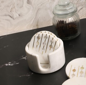 Handcrafted <b>Round</b> Natural Stone Coasters Bulk <b>Set</b> with Eco-Friendly Smooth Finishing <b>for</b> Kitchen Use - Product Image 4
