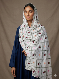 Hiyab de Algodón Voile para Mujer, con Bordado Floral y Pedrería, Ligero, Transpirable, para Uso Diario en Verano, Proveedor Mayorista - Product Image 2