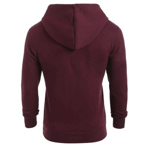 Sweat-shirt à capuche zippé pour homme, coupe ajustée, couleur unie, en coton tricoté, pour l'automne - Product Image 4