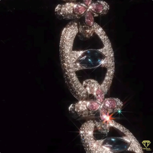 Bracelet en moissanite sertie de diamants, en argent sterling 925, avec des maillons ovales et des détails de pierres centrales colorées - Product Image 2