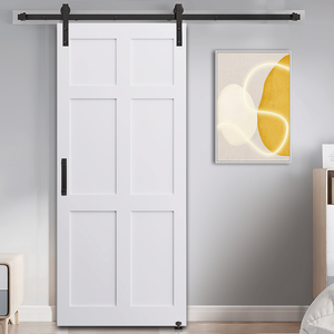 Set di porte da fienile per interni moderni da elfo pazzo 24 \ "X 80 \" vera lastra per porta a sei pannelli da 6,6 piedi porta scorrevole a prova di acqua - Product Image 2