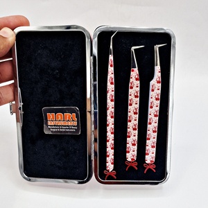 Pince à épiler en acier inoxydable pour femmes, kit de beauté avec design nœud cerise, anti-magnétique, pointe lisse, logo personnalisé, fournitures pour cils - Product Image 5