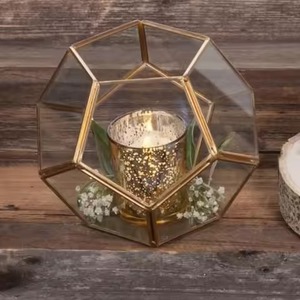 Unique Indoor Garden Metal Terrarium Glass Plant Holder Decorative Geometric <b>Display</b> <b>Case</b> Home Accent - Product Image 1