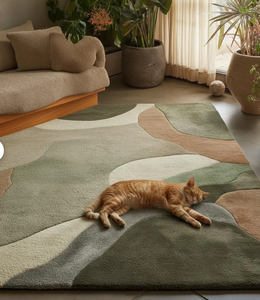 พรมทอมือลายนามธรรม ทำจากขนสัตว์/ไหม สีสันสดใส เป็นมิตรกับสิ่งแวดล้อม กันลื่น สไตล์โมเดิร์น ปรับแต่งขนาดได้ ใช้สำหรับสวดมนต์หรือเด็กๆ - Product Image 4