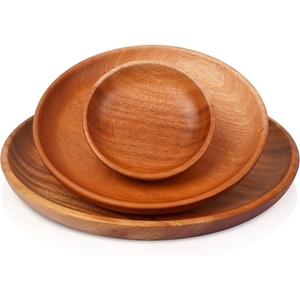Vaisselle de cuisine et de salle à manger pour servir les aliments, assiettes et plats en bois massif faits à la main, réutilisables, écologiques, de qualité supérieure - Product Image 6