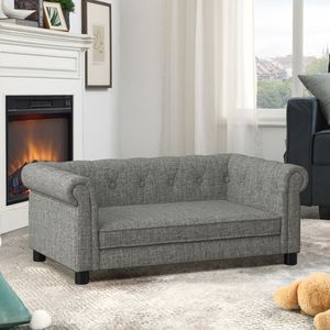 Elegante luce grigio tessuto cane divano letto moderno alla moda rettangolare elevato per cani di piccole dimensioni di medie dimensioni comodo - Product Image 2