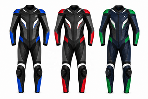 Combinaison de moto en cuir une pièce moderne pour la course |   Noir Bleu Blanc |   Fabricant OEM ODM |   Qualité de conception haut de gamme |   Vêtements de course - Product Image 5