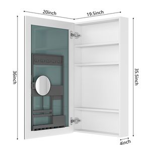 Armadietto da Bagno Senza Cornice 20 L x 36 A con Specchio Smussato, Apertura a Sinistra, Specchio da Superficie 20 L x 36 A - Product Image 5