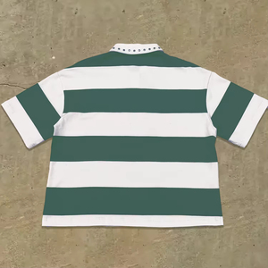 T-shirt décontracté à manches courtes pour homme, vert et blanc, effet délavé, 100% coton tricoté respirant, 150g, coupe ample - Product Image 2