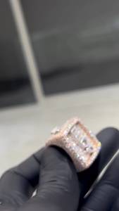 Rhodium Plated Custom Letter 925 Sterling Silver Round Cut VVS Moissanite Diamond <b>Cocktail</b> Hip Hop Men's <b>Ring</b> For Every Day Wear - Product Image 4