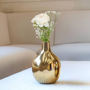 Vase en métal doré élégant, porte-fleurs décoratif de luxe, centre de table moderne pour la maison, le salon, la chambre à coucher, le bureau - Product Image 6
