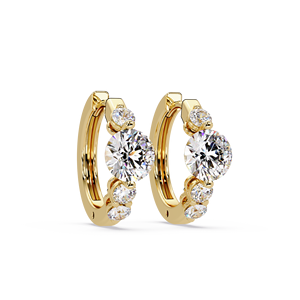 Luxury Hoop <b>Huggie</b> Earrings IGI Certified Round Brilliant Cut Lab Grown Diamond Earrings Anniversary Gifts Women's Fine Jewelry - Product Image 3