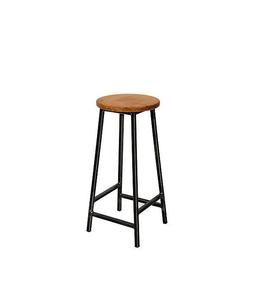 Table d'appoint en fer avec plateau en bois artisanal unique, dotée d'une texture bois artistique et d'une structure en fer. - Product Image 1