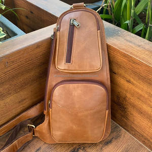 Date hommes affaires pleine Grain en cuir véritable sac de poitrine Vintage cuir de vachette cyclisme sport sac à bandoulière décontracté sac à bandoulière - Product Image 3