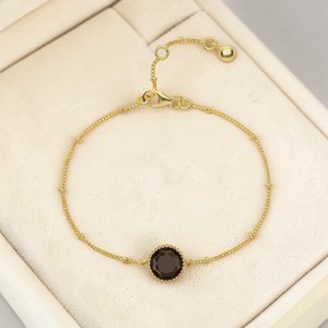 Pulsera de ónix verde, delicada, ajustable, con cadena, piedra preciosa facetada redonda, joyería minimalista y elegante, regalo para ella. - Product Image 5