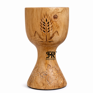 Calice d'église en bois sculpté à la main, fait main, pour la communion chrétienne, coupe religieuse d'autel, finition polie, écologique - Product Image 3