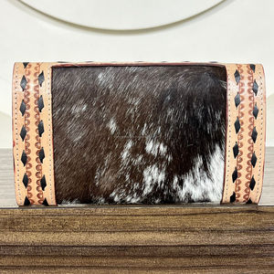 Women's Large Capacity Hand Tooled Checkered Leather Western Style Multi <b>Card</b> <b>Wallet</b> Fashionable Cowhide Phone & Money Clutches - Product Image 5