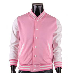 Blousons universitaires roses pour hommes en velours côtelé, style streetwear classique, rétro, décontracté, chauds, à boutons, type bomber - Product Image 1