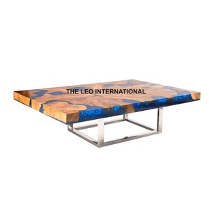 Elegant Solid Wood <b>Coffee</b> <b>Table</b> Unique Stylish River Resin Casting for Hotel Farmhouse Residential Solid Feature - Product Image 6