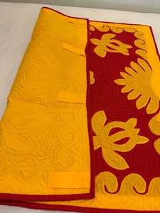 Magnifiques couvre-lits hawaïens en coton 100% de couleur jaune et rouge avec des motifs élégants pour la maison. Décoration d'hôtel - Product Image 4