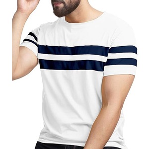 เสื้อยืดคอกลมแขนสั้นทรงปกติสำหรับผู้ชาย สีมัสตาร์ด ผ้าเจอร์ซีย์คอตตอน 100% แต่งขอบตัดกัน สไตล์ลำลอง ระบายอากาศได้ดี น้ำหนัก 220 กรัม ด้านหน้า - Product Image 3