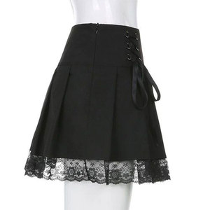 Jupes courtes plissées en dentelle rose pour femme, style gothique noir punk, décontractées, sexy, tendance, vente en gros, meilleures ventes - Product Image 6
