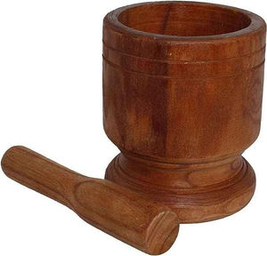 Mortero y Pilón de Madera Natural Hechos a Mano, Ecológicos, para Moler Especias y Hierbas, Herramienta Manual de Cocina para Ajo, Okhli - Product Image 6