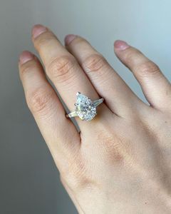 Anillo de Diamante Cultivado en Laboratorio de 3.50 Quilates con Corte Pera, Oro Blanco de 14K, Joyería Clásica para Compromiso y Boda, Original - Product Image 2