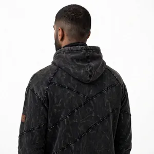 Sweat à capuche zippé personnalisé délavé à l'acide avec fermeture éclair YKK, style vintage délavé soleil, masque de ski ninja, coupe ample avec motif - Product Image 6