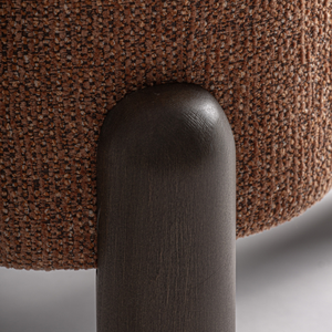 Modern Contemporary Accent Lounge Chair Solid Teak Premium Boucle Upholstery Sculptural Rounded <b>Frame</b> Hospitality Furniture - Product Image 6
