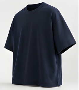 Cotton French Terry Oversized tshirt Heavy Knit Relaxed Body Unisex Streetwear Tee Custom <b>Logo</b> Printing Wholesale Manufacturer - Product Image 2