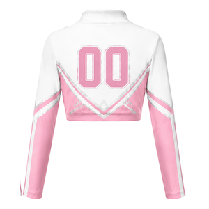 Maillot de cheerleading sublimé rose et blanc à manches longues – Tenue de sport d'équipe pour entraînement, performance athlétique, compétition et match - Product Image 2