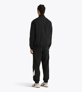 Ensemble de survêtement noir professionnel personnalisé pour homme, veste à col montant entièrement zippée, pantalon à empiècements blancs et poignets élastiques, fournisseur OEM - Product Image 5