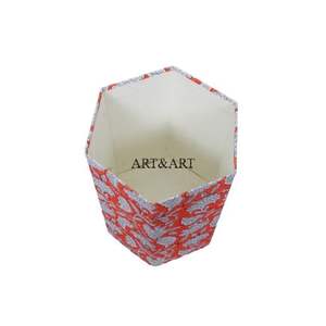 Poubelle en tissu de coton à motif floral artisanal avec boîte en carton recyclé pour jardin, bureau ou usage domestique - Product Image 6