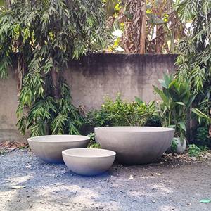 Lot de 3 jardinières en béton Forme de bol Touche unique pour un coin de jardin animé - Product Image 3