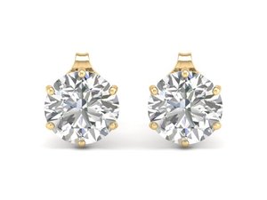 REYES Pendientes Minimalistas de Plata de Ley 925 con Oro Amarillo de 14K y Moissanita de Corte Brillante de 2.6Ct para Regalo, Joyería Fina - Product Image 2
