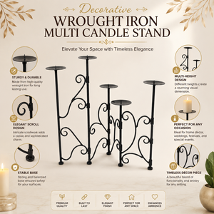 Vinita Impex VI-15 Luxury Handmade Wrought Iron 5-Arm Multi-Level <b>Candelabra</b>-Durable Eco-Friendly Wedding & Birthday Home Decor - Product Image 5