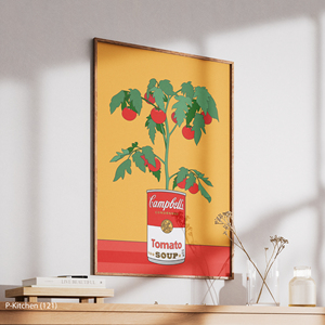 Art mural sur toile pour cuisine, affiche illustrée de soupe de tomates vintage, décoration murale rétro pour cuisine - Product Image 3