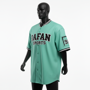 Camiseta 100% algodón para hombre, corte holgado, estampada, estilo béisbol, tela de poliéster tejida, con botones al frente, logotipo personalizado, ropa de equipo. - Product Image 4