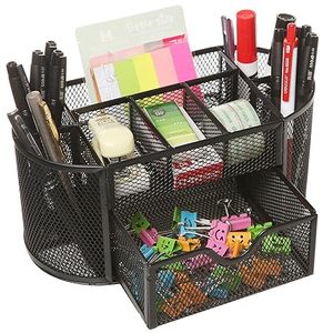 Metal <b>Desk</b> Organizer Double Tier Mesh Storage Holder Freestanding Office Supply Caddy Modern Design for <b>Desk</b> Neatening - Product Image 4