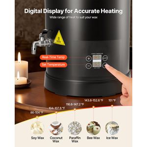 Fondi Cera a Forma di Clessidra con Riscaldamento Rapido e Uniforme, Beccuccio Facile da Versare, Display Digitale della Temperatura, per la Produzione di Candele, 10.6 Qts, Nuovo - Product Image 6