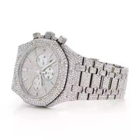 Montre tendance entièrement sertie de diamants VVS Moissanite, bracelet en acier, montre classique pour homme, montre mécanique à prix de gros